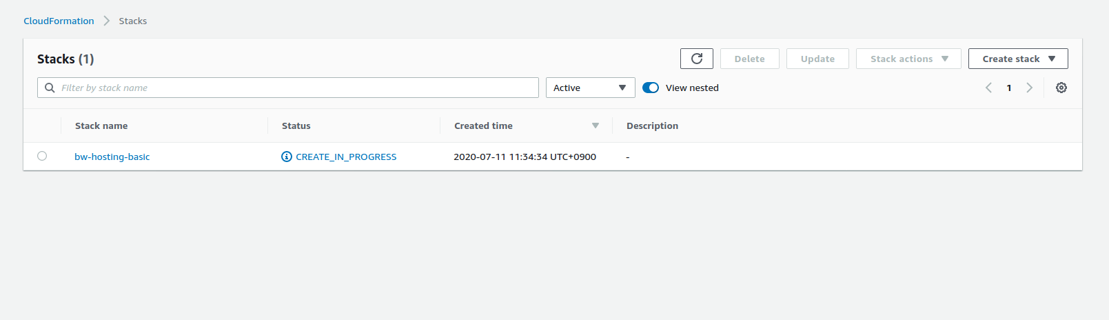 Stack deployment in progress